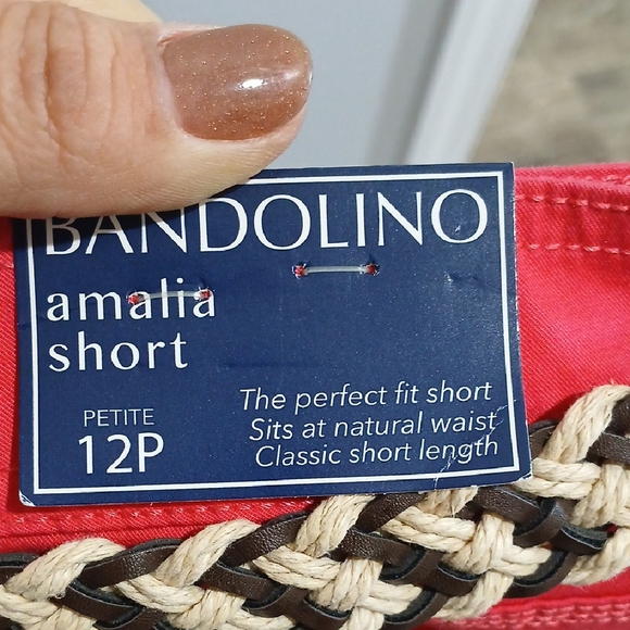 NWT Women's CORAL Shorts with Braided Belt, BANDOLINOS, sz 12P - Picture 6 of 9